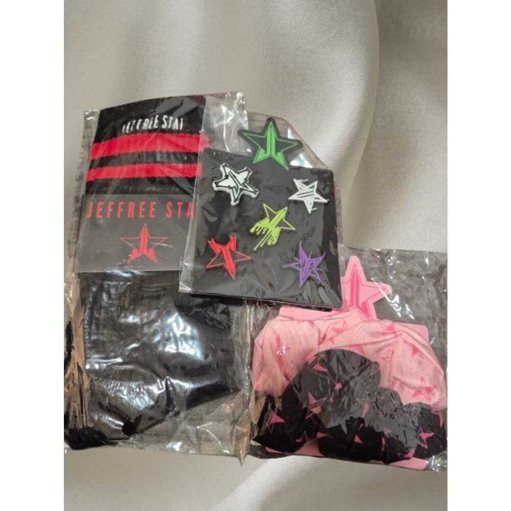 Jeffree Star Cosmetics Merch Bundle Lot Socks Crocs Shoe Charms Scrunchies NEW